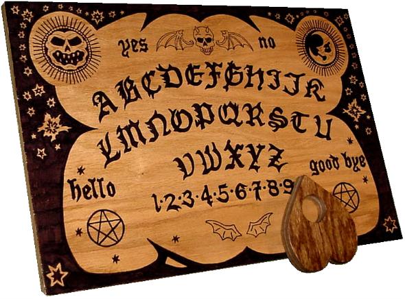  little magic slider (planchette) of a Ouija board .